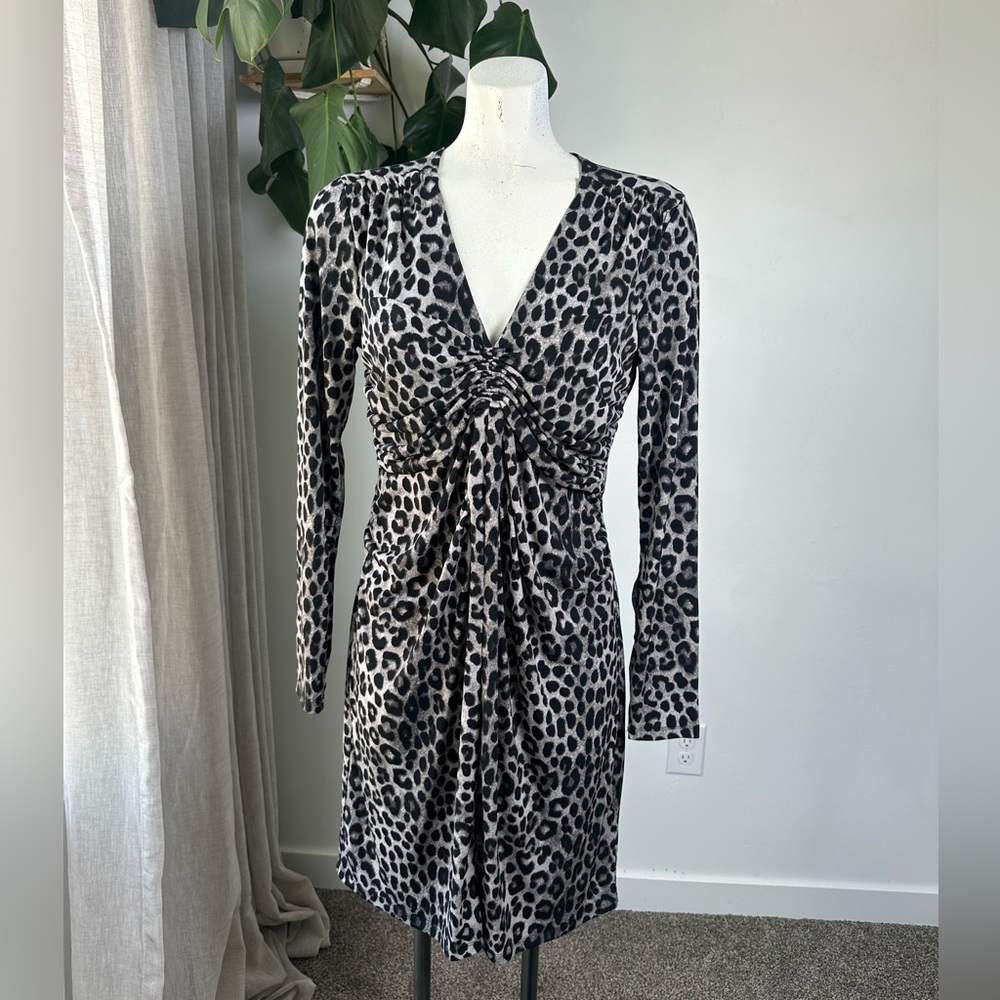 🆕 MICHAEL Michael Kors Leopard Print Long Sleeve Dress Size Medium